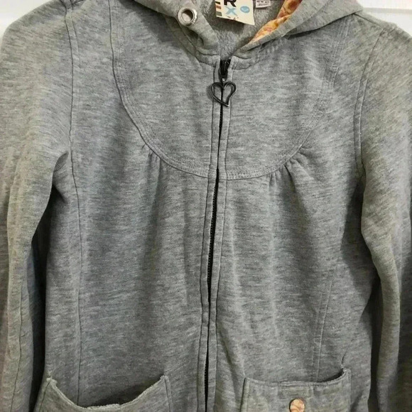 Roxy Grey Hoodie Floral Hood Size Extra Small - Picture 4 of 16
